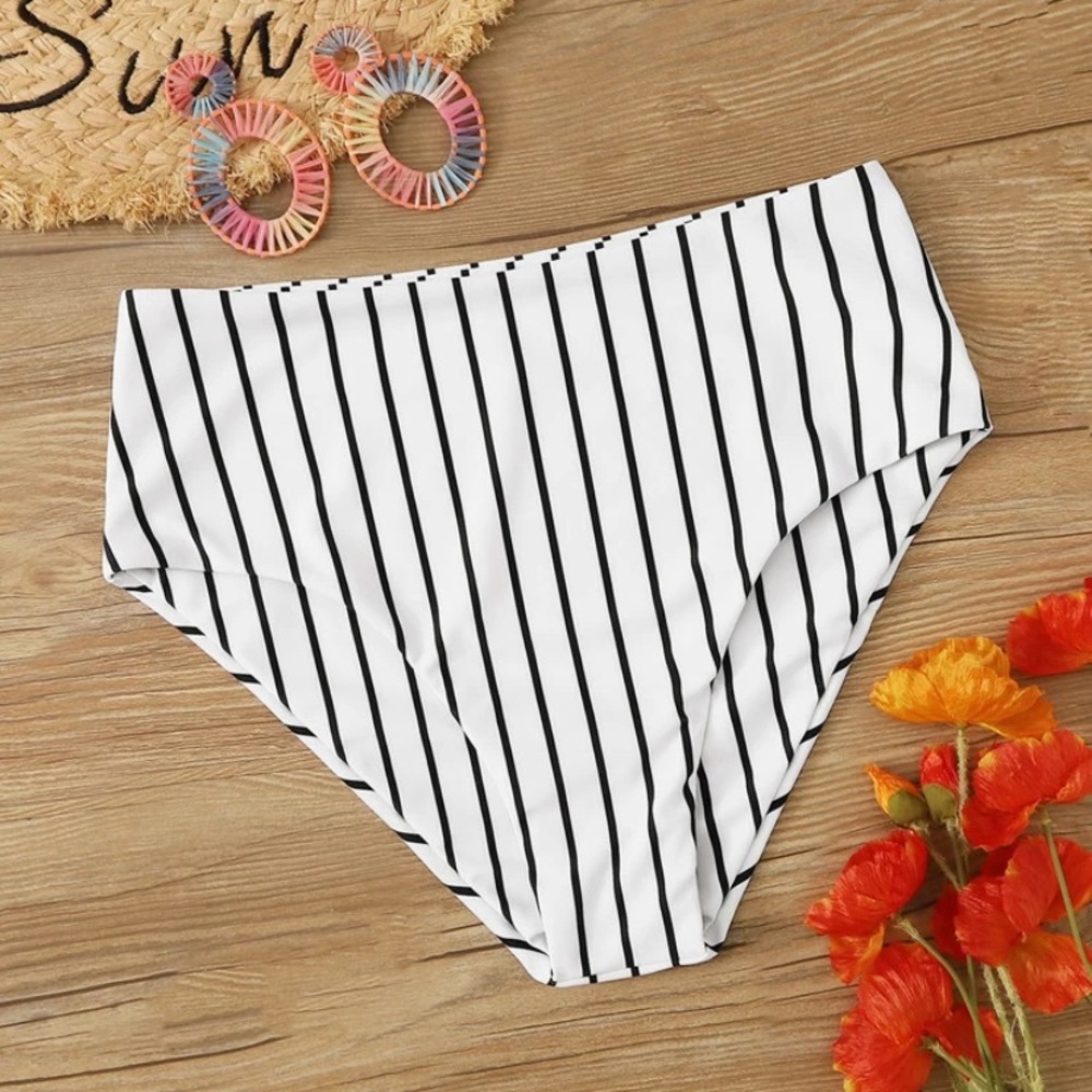 Black and White Striped Bikini Bottoms